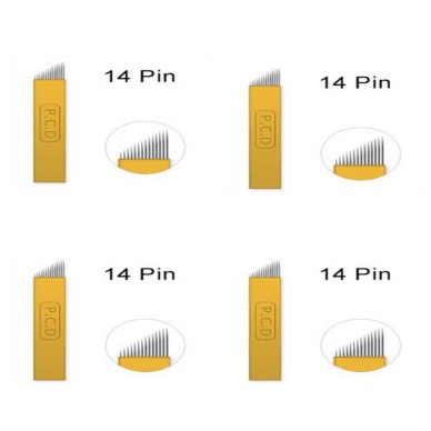14 Pin Altın Sarı Pcd Microblading Iğnesi 4 lü Set