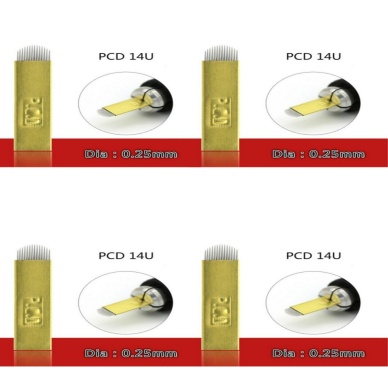 14 Pin U Altın Sarı Pcd Microblading Iğnesi 4lü Set