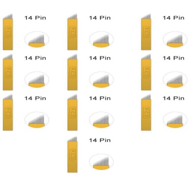 14 Pin Altın Sarı Pcd Microblading Iğnesi 10 lu Set