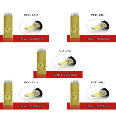 14 Pin U Altın Sarı Pcd Microblading Iğnesi 5li Set