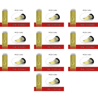 14 Pin U Altın Sarı Pcd Microblading Iğnesi 10lu Set
