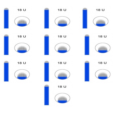 18 Pin U Mavi Microblading Iğnesi 10lu Set