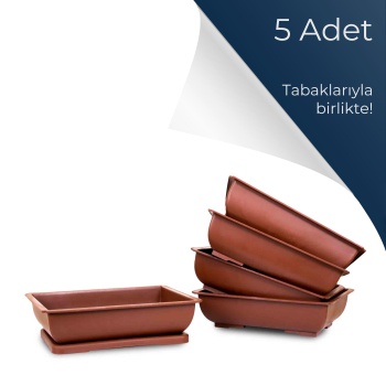 Plastik Bonsai Sukulent Alıştırma Saksısı 27 cm - Kahverengi (5 Adet)