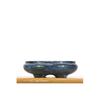Sırlı Yuvarlak Bonsai Saksısı No.1-mavi (21 Cm)