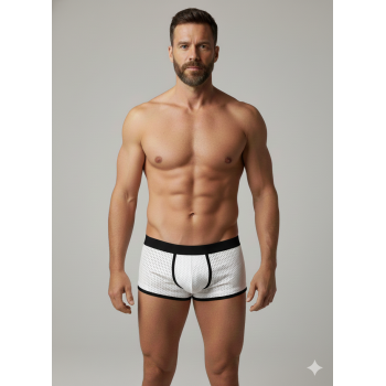 Erkek Beyaz Biyeli File Boxer