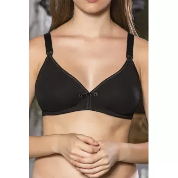 Siyah Anne İçin Konforlu Emzirme Sütyeni,PamukluTelsiz,Süngersiz, Mom Bra