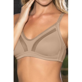 Büyük Beden Uyumlu Ten Tül Detaylı Günlük Sütyen, B,C Cup Balensiz Konforlu Sütyen