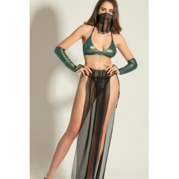 Transparan Tül Fantazi Kostüm Dansöz Kostümü Seksi Sahne Kostümü-İç Giyim Takım-Festival Elbise