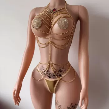 Altın Renk Vücut Zinciri Fantazi Takım