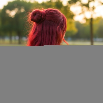 Fiber Sentetik Kabarık Dalgalı Yarım Ay + 2 Yan Çıt Çıt - Kızıl