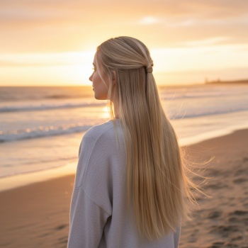 Fiber Sentetik Dalgalı Yarım Ay + 2 Yan Çıt Çıt - Kumral Beyaz Platin Röfleli