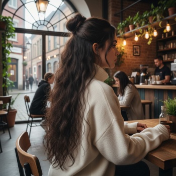 Fiber Sentetik Kabarık Dalgalı 8 Parça Çıt Çıt - Kahverengi