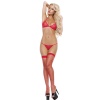 Bacio Fantazi Kırmızı Seksi TÜL Sütyen String Takımı ( Çorapsız ) BC3231