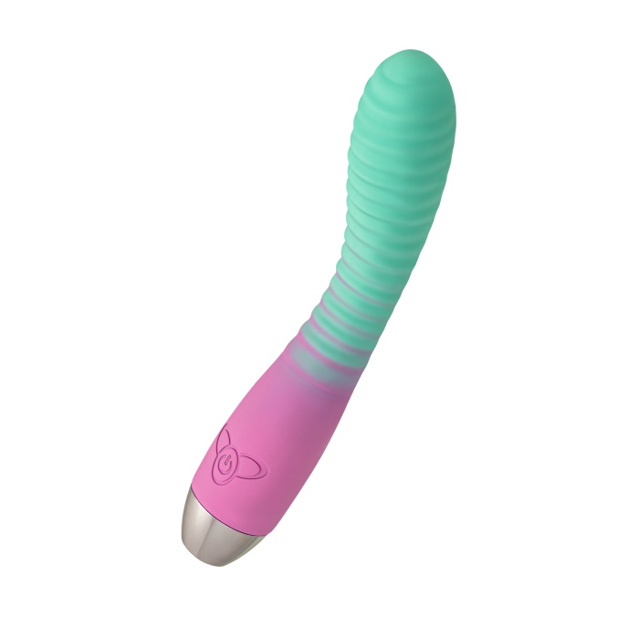 Flovetta Azalia Kavisli Başlıklı Silikon Vibratör – Mint Pembe, 20,5 cm