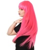 Uzun Kahküllü Fiber Sentetik Peruk - Neon Pembe