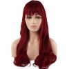 Kahküllü Uzun Dalgalı Fiber Sentetik Peruk - Kızıl