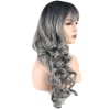 Dalgalı Perçemli Uzun Fiber Sentetik Peruk - Siyah / Gri Ombreli