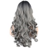 Dalgalı Perçemli Uzun Fiber Sentetik Peruk - Siyah / Gri Ombreli