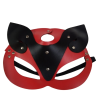 Censan Deri Kedi Kız Maskesi Kırmızı Siyah