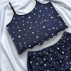 Yıldız Desenli Lacivert Şortlu Pijama Takımı
