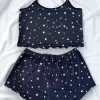 Yıldız Desenli Lacivert Şortlu Pijama Takımı