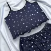 Yıldız Desenli Lacivert Şortlu Pijama Takımı