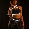 Karanlıkta Yansıyan Reflektörlü Zincirli Harness Takım, Dancewear, Partywear - APFT1365