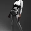 Deri Harness, Göğüs Altı Destekli Harness Takım, Deri Dansçı Kostüm - APFT1402