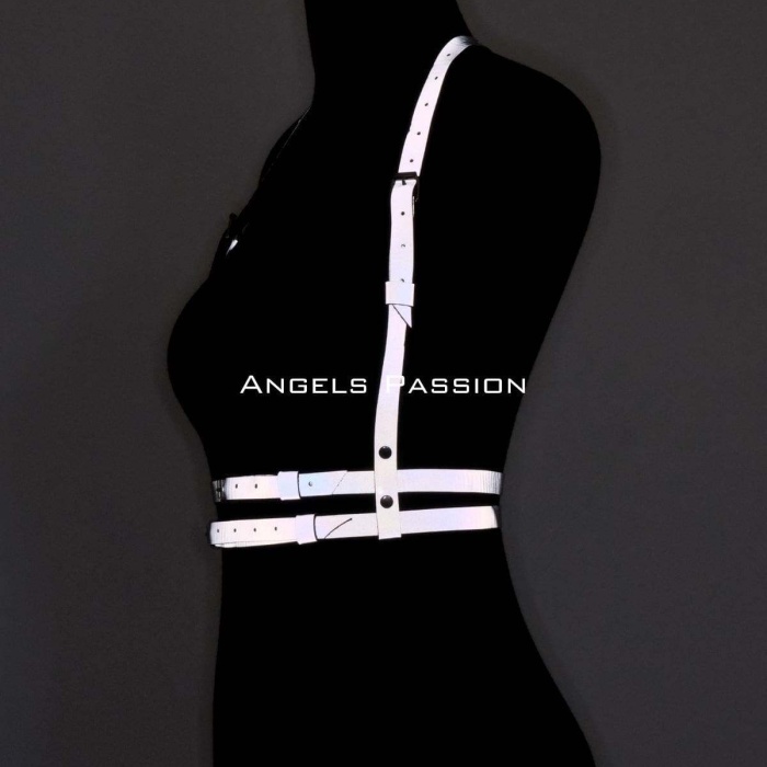 Karanlıkta Yansıyan - Reflektörlü Göğüs Harness, Parti Harness, Elbise Aksesuar - APFT205