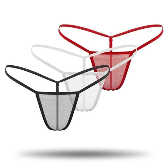 Kadın 3lü Transparan Tül String BC1304