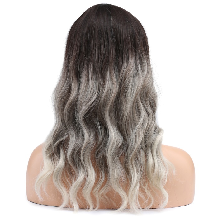 Dalgalı Kısa Perçemli Fiber Sentetik Peruk - Ombre ve Röfleli