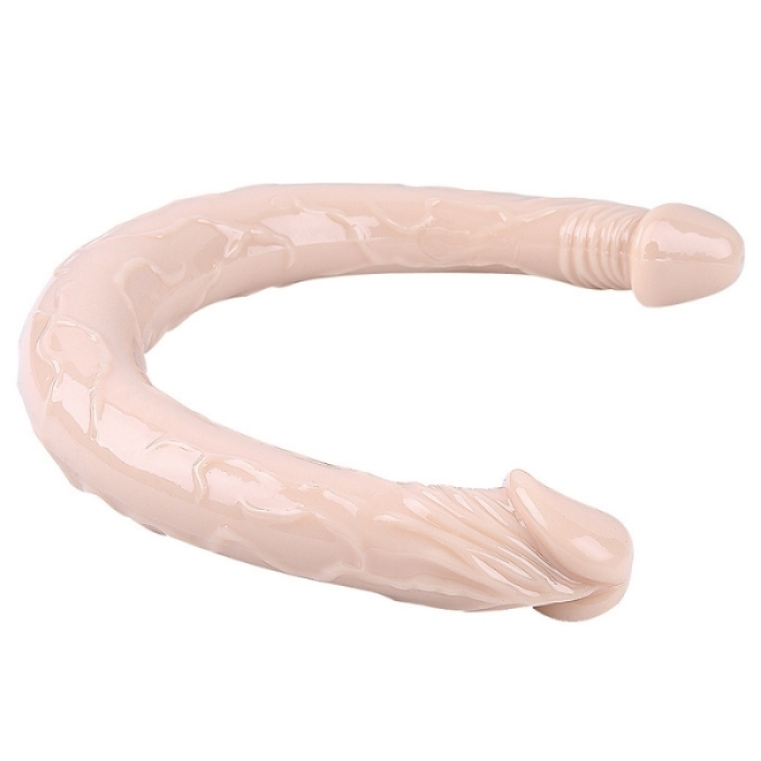 Censan Çift Taraflı Esnek Dildo 40 cm – Gerçekçi Dokulu Ten Renk