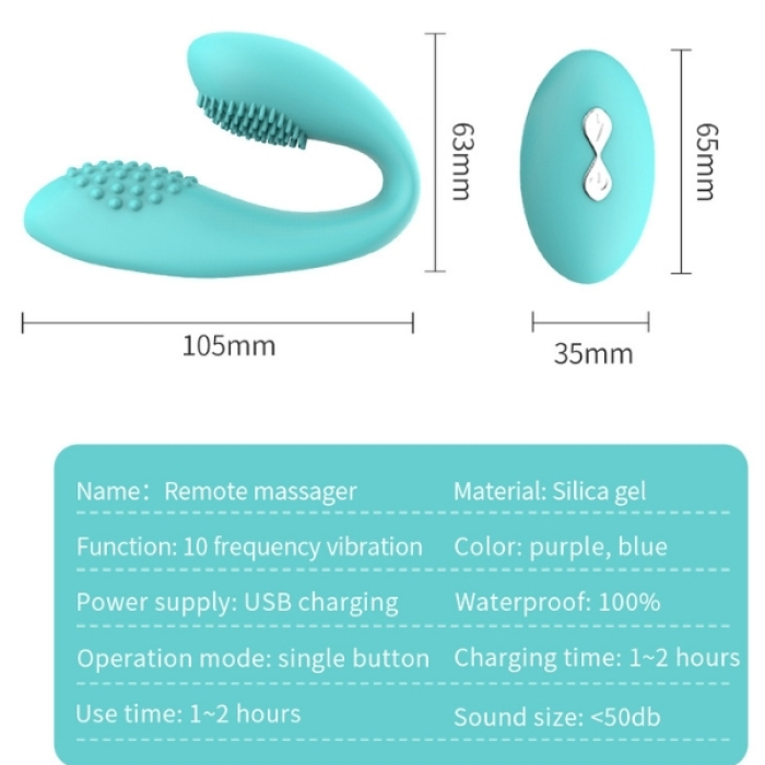 Censan Kablosuz Kumandalı Tırtıklı Klitoris ve G-Spot Uyarıcı 2 in 1 Çift C Vibratör