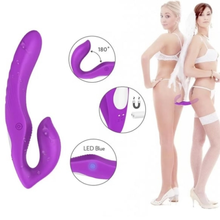 Censan Çift Titreşim Motorlu Strapless Giyilebilir Çift Taraflı Vibratör – 180° Bükülebilir, IPX7 Su Geçirmez