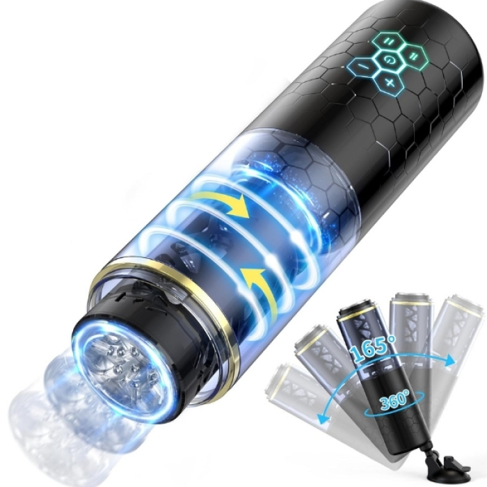 Censan Kablosuz Elleri Serbest Bırakan Erkek Mastürbatörü – 10 Otomatik İleri Geri ve Dönen Mod, Ayarlanabilir Vantuz Taban, 3D Dokulu İç Kılıf