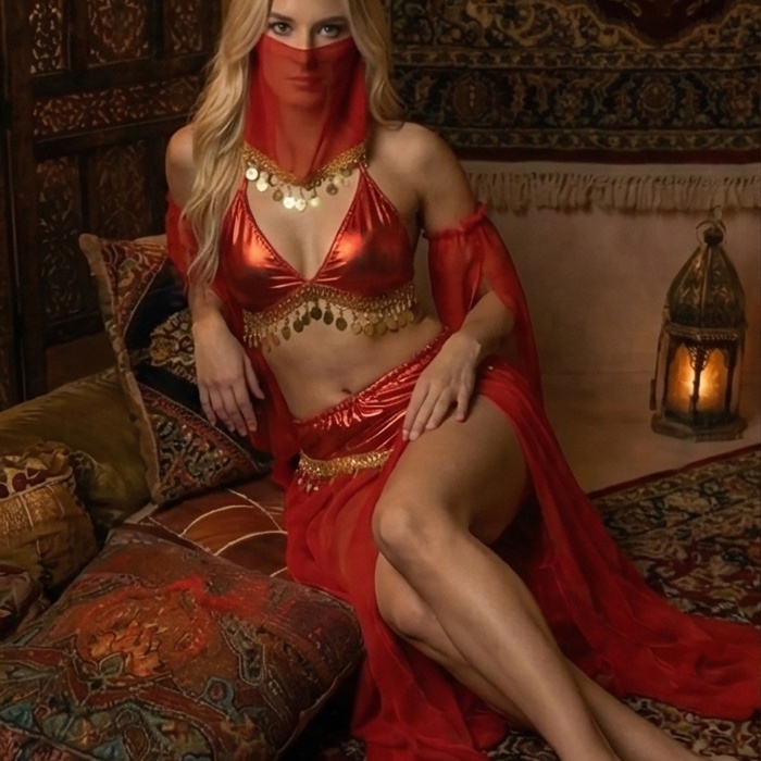 Kadı Kaliteli Peçeli Seksi Dansöz Kostümü Erotik Çekici Çengi Fantezi Oryantal Asena Kıyafeti
