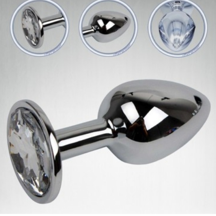 Paslanmaz Çelik Anal Plug Tıkaç Beyaz Taşlı