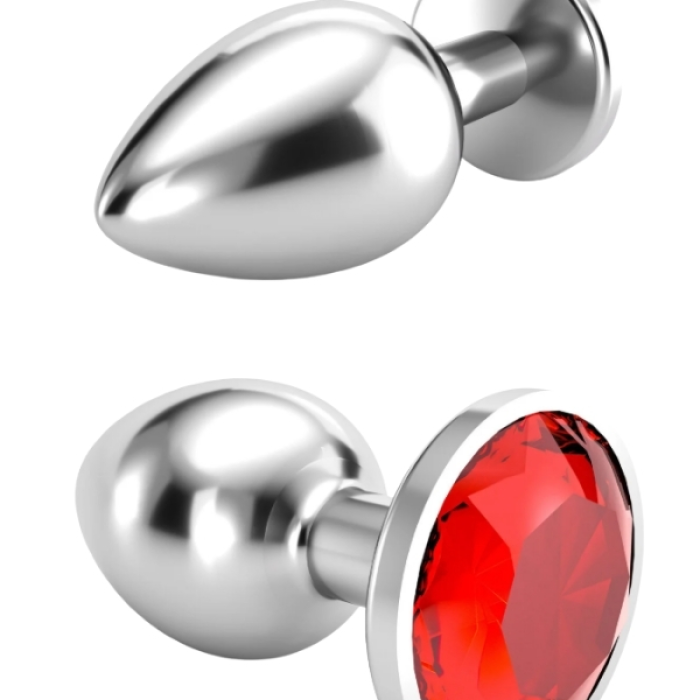 Paslanmaz Çelik Anal Plug Tıkaç Kırmızı Taşlı