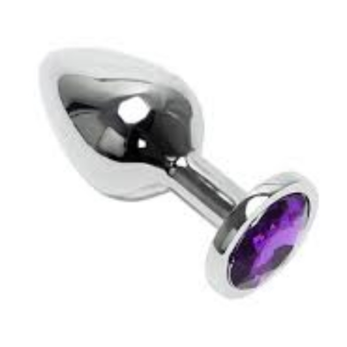 Paslanmaz Çelik Anal Plug Tıkaç Mor Taşlı