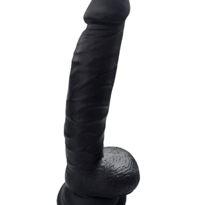 Gerçekçi Testisli Siyah Dildo 20 cm