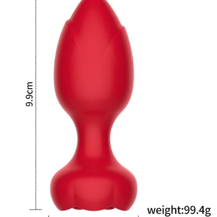 Censan Telefon Kontrollü Full Covered Rubber Rose Anal Plug – Kırmızı