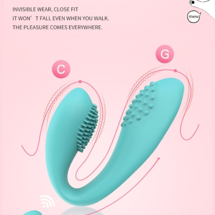 Censan Kablosuz Kumandalı Tırtıklı Klitoris ve G-Spot Uyarıcı 2 in 1 Çift C Vibratör