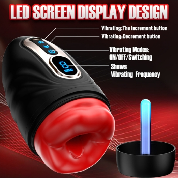 Censan Şarjlı Isıtmalı ve Titreşimli Silikon Dudak Girişli Otomatik Oral Mastürbatör