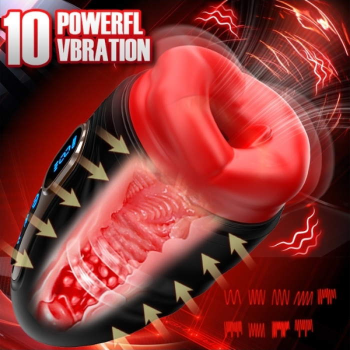 Censan Şarjlı Isıtmalı ve Titreşimli Silikon Dudak Girişli Otomatik Oral Mastürbatör