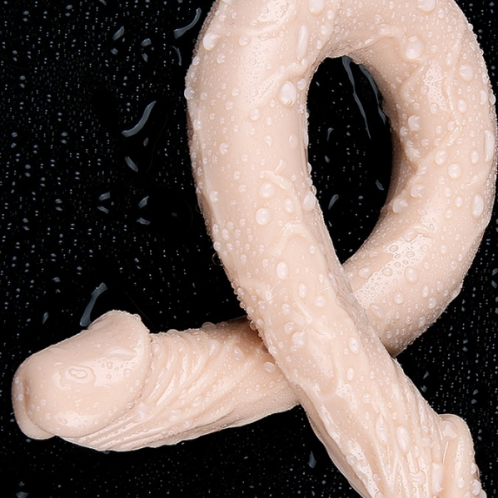 Censan Çift Taraflı Esnek Dildo 40 cm – Gerçekçi Dokulu Ten Renk