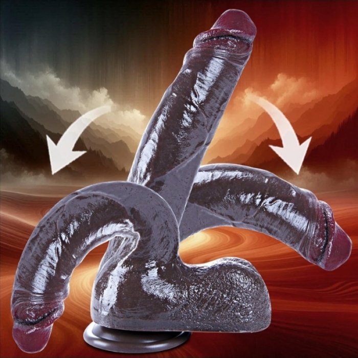 Censan 26 cm Black Giant XXL Gerçekçi Silikon Dildo – Güçlü Vakum Tabanlı, Kalın ve Esnek Tasarım