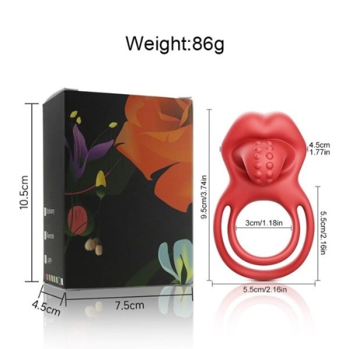 Censan G-Noktası Uyarımlı Dilli Titreşimli Penis Halkası – Çift Yönlü Zevk