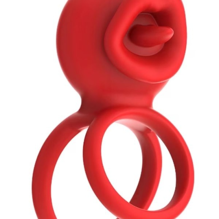Censan G-Noktası Uyarımlı Dönen (swing) Haraketli Dilli Titreşimli Penis Halkası – Çift Yönlü Zevk