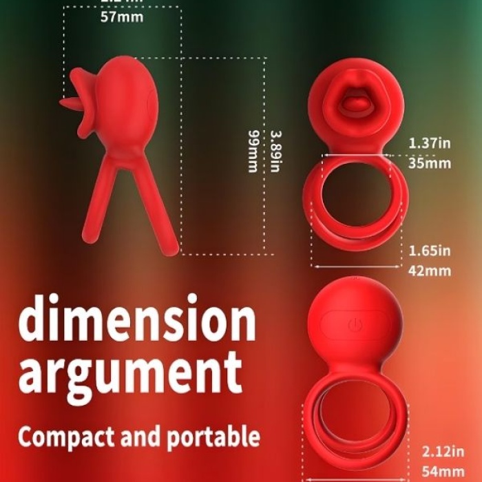 Censan G-Noktası Uyarımlı Dönen (swing) Haraketli Dilli Titreşimli Penis Halkası – Çift Yönlü Zevk