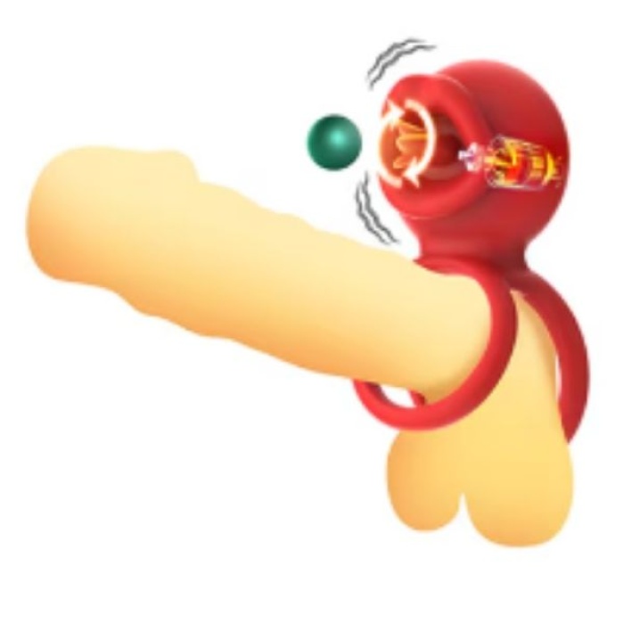 Censan G-Noktası Uyarımlı Dönen (swing) Haraketli Dilli Titreşimli Penis Halkası – Çift Yönlü Zevk